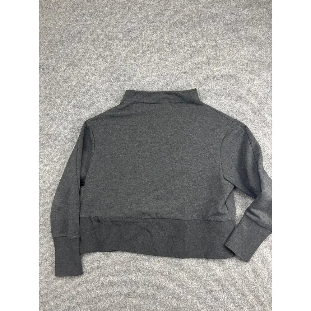 Nike Sweatshirt Womens Medium Gray Mock Neck Knit Pullover Dri-FIT Zip Pocket‎